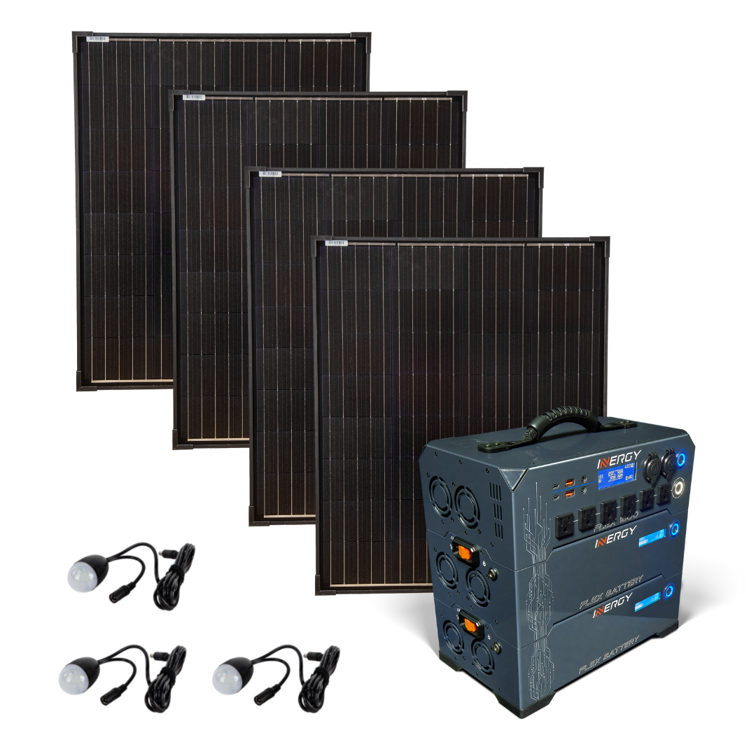 Gold Plus Kit—Inergy Flex 1500 Power Station with 4x 100W Storm Panels with One Additional Flex Battery